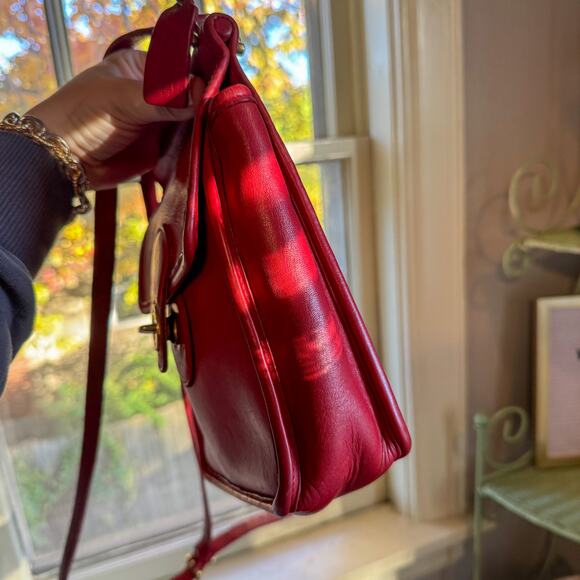 ❤️ Rare Vintage COACH 9136 Red Leather Small Field Bag Turnlock Brass Crossbody - Picture 8 of 12